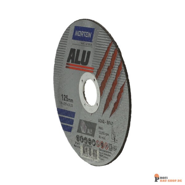 nortonschleifmittel/NORTON_schleifmittel_66252828227 Flat cutting off wheel Angle Grinder Norton ALU 125x2.5x22_23mm_146109